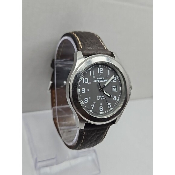 Timex Expedition Indiglo WR50M Date Field Watch Quartz New Battery Leather Strap - Picture 3 of 14